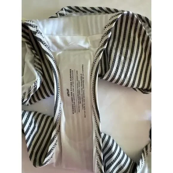 AERIE SWIMWEAR Women's Ruffle Accents Black‎ White Stripes Bikini Bottom NWT - Picture 6 of 7